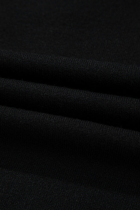 Black Pearl Bow Necklace Embellished Short Sleeve Knitted T Shirt